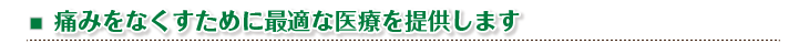 痛みをなくすために最適な医療を提供します